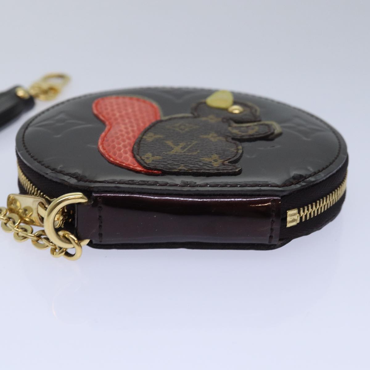 LOUIS VUITTON Vernis Porte Monnaie Ecruil Coin Purse Amarante M91386 Auth ac3095