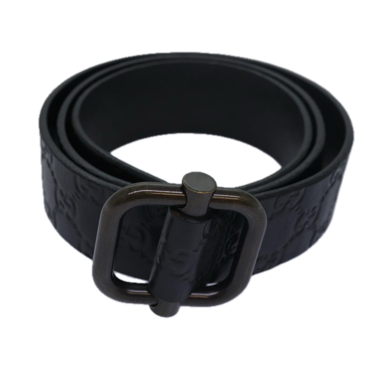 GUCCI GG Canvas Guccissima Belt 42.9"" Black 163501 Auth ac3103