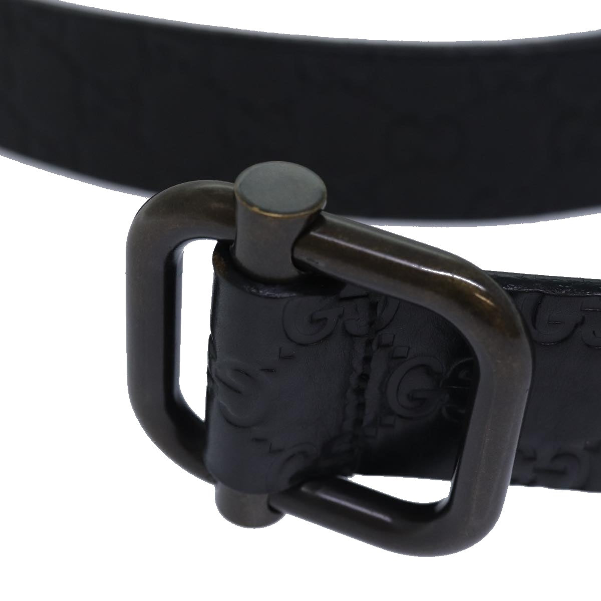 GUCCI GG Canvas Guccissima Belt 42.9"" Black 163501 Auth ac3103