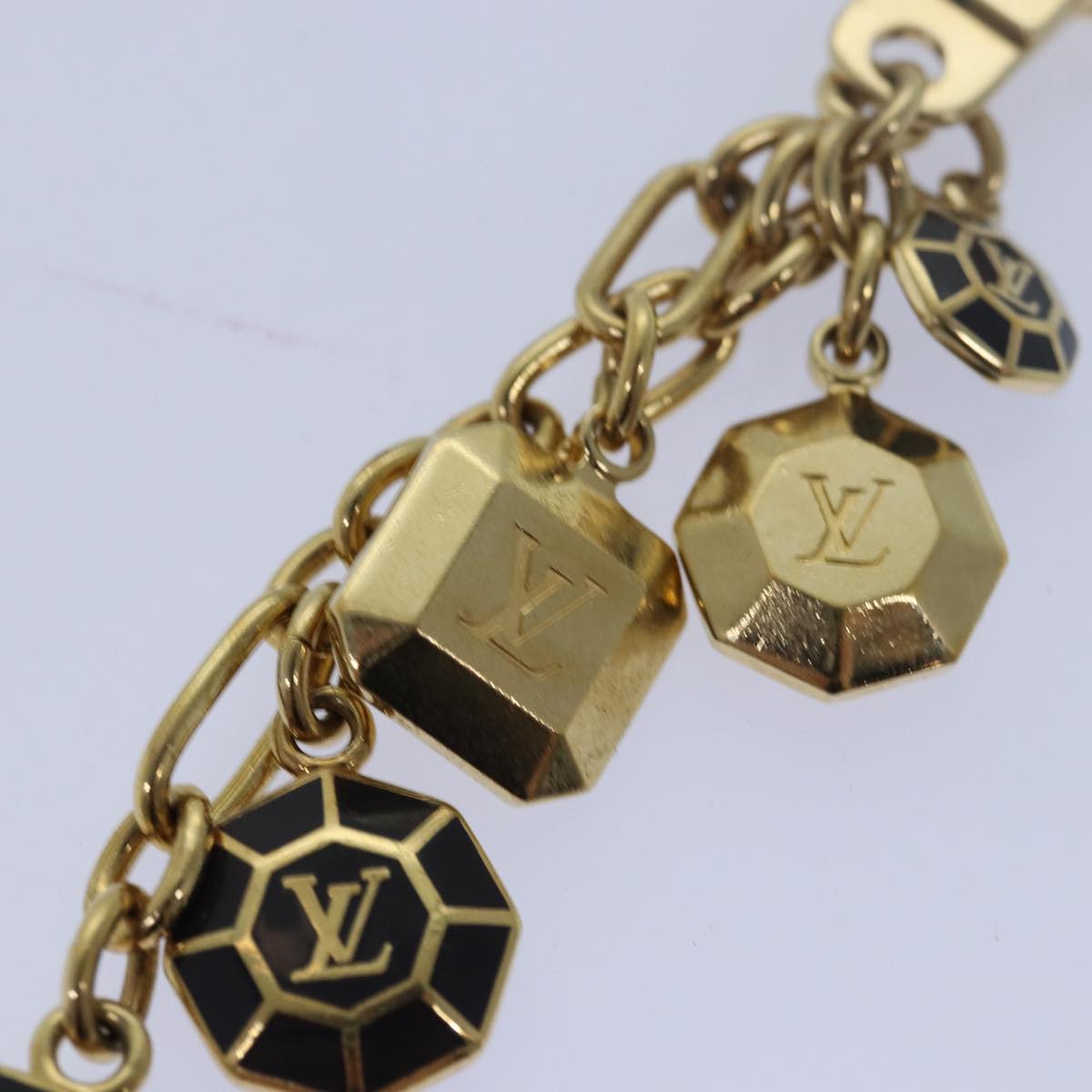 LOUIS VUITTON Porte Cles Cabochon Key Holder Gold M66001 LV Auth ac3106