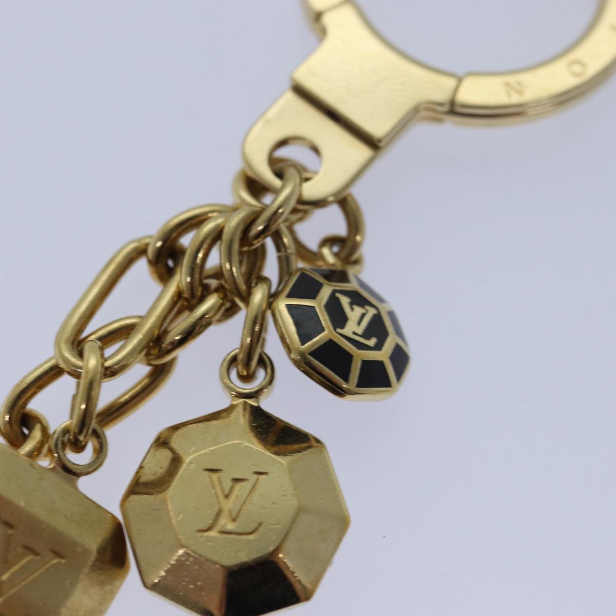 LOUIS VUITTON Porte Cles Cabochon Key Holder Gold M66001 LV Auth ac3106