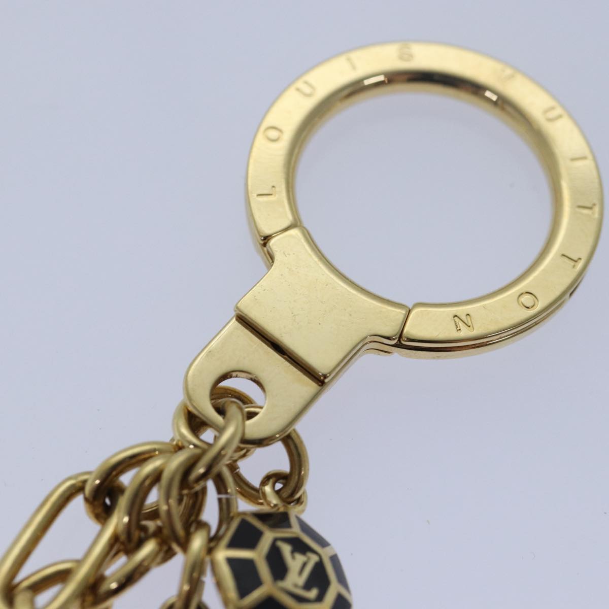 LOUIS VUITTON Porte Cles Cabochon Key Holder Gold M66001 LV Auth ac3106