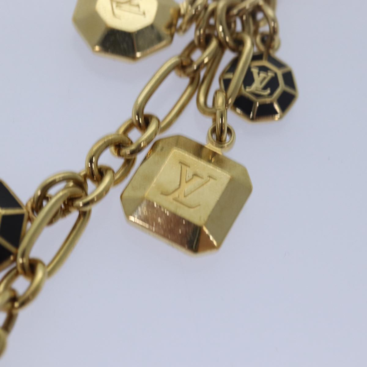 LOUIS VUITTON Porte Cles Cabochon Key Holder Gold M66001 LV Auth ac3106