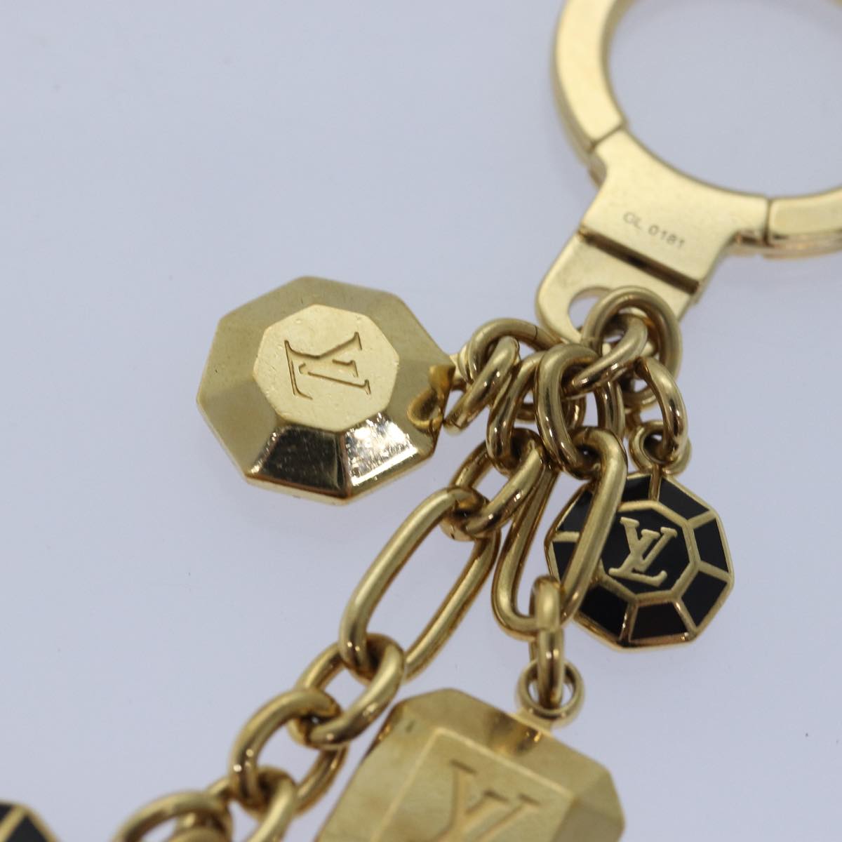 LOUIS VUITTON Porte Cles Cabochon Key Holder Gold M66001 LV Auth ac3106