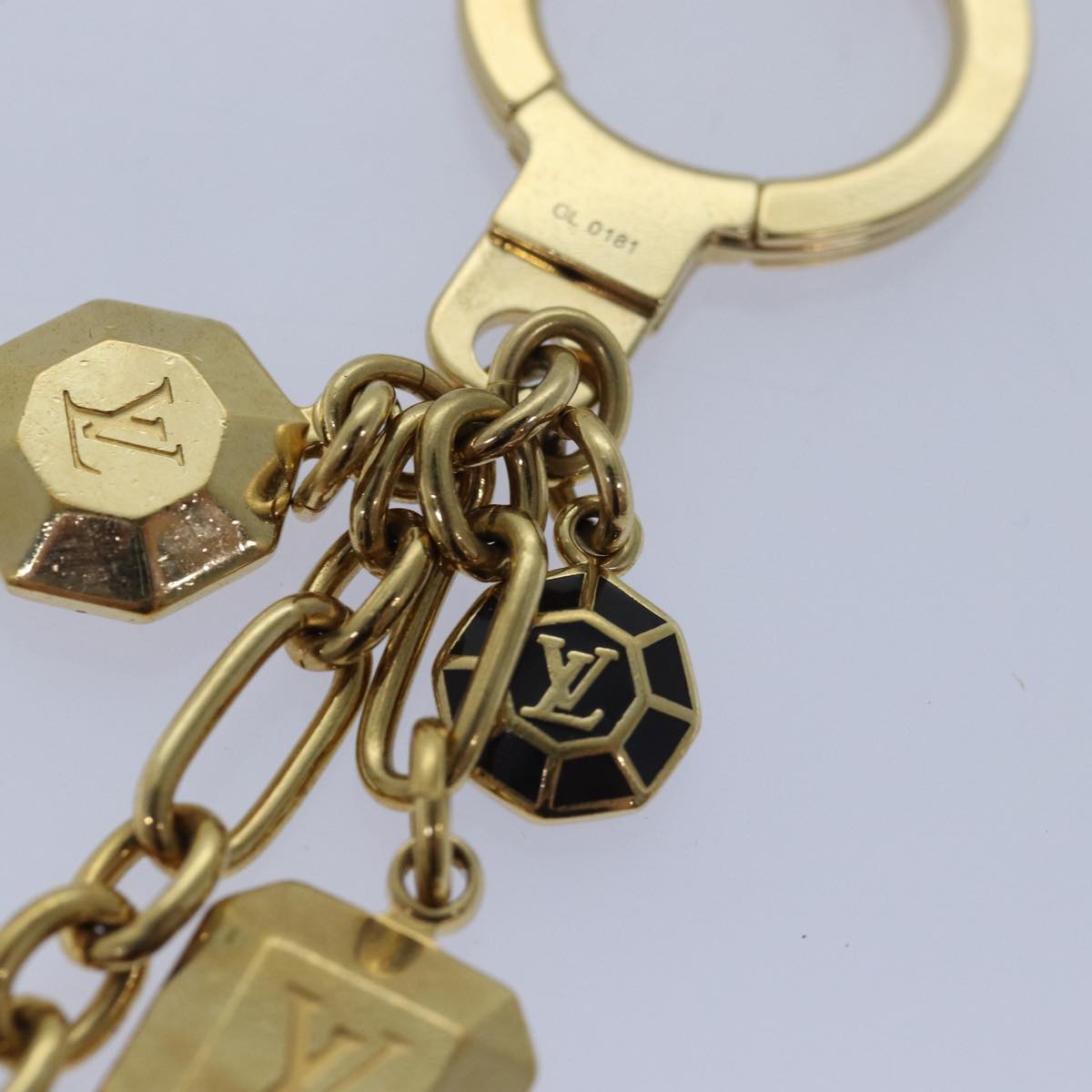 LOUIS VUITTON Porte Cles Cabochon Key Holder Gold M66001 LV Auth ac3106