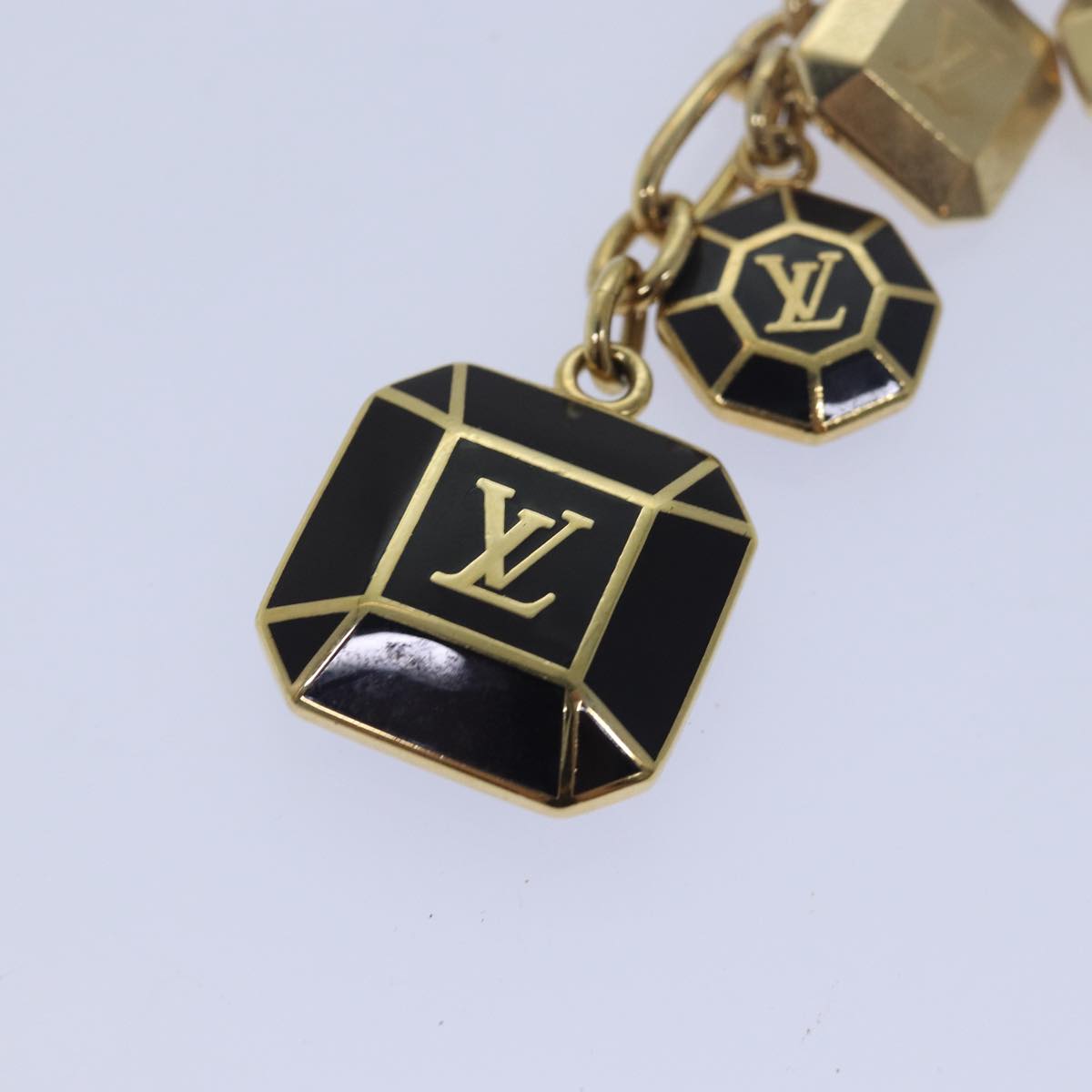 LOUIS VUITTON Porte Cles Cabochon Key Holder Gold M66001 LV Auth ac3106