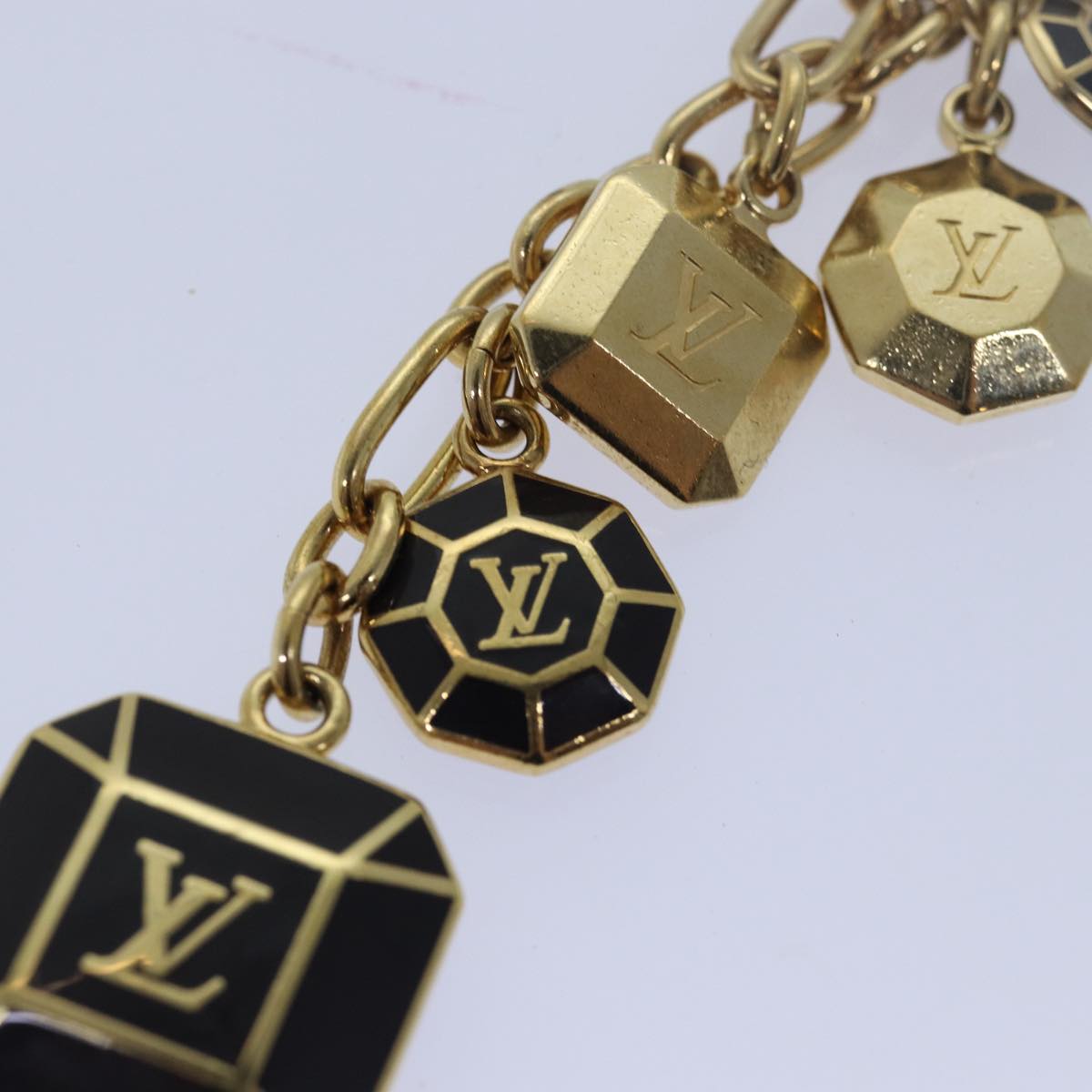 LOUIS VUITTON Porte Cles Cabochon Key Holder Gold M66001 LV Auth ac3106