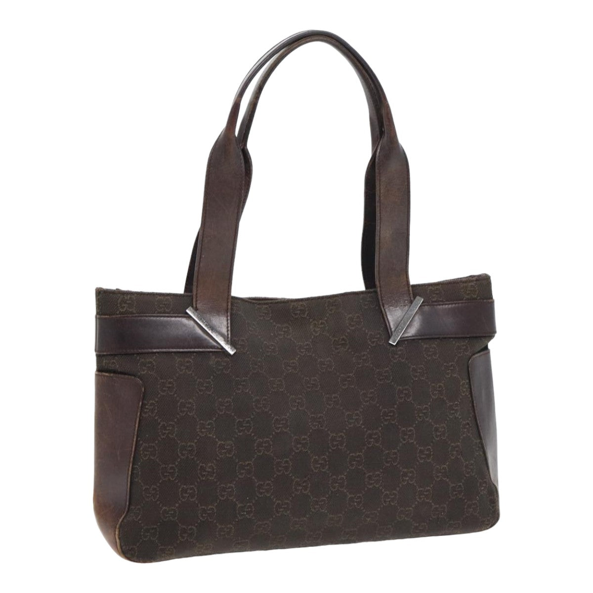 GUCCI GG Canvas Tote Bag Brown 73983 Auth ac3115