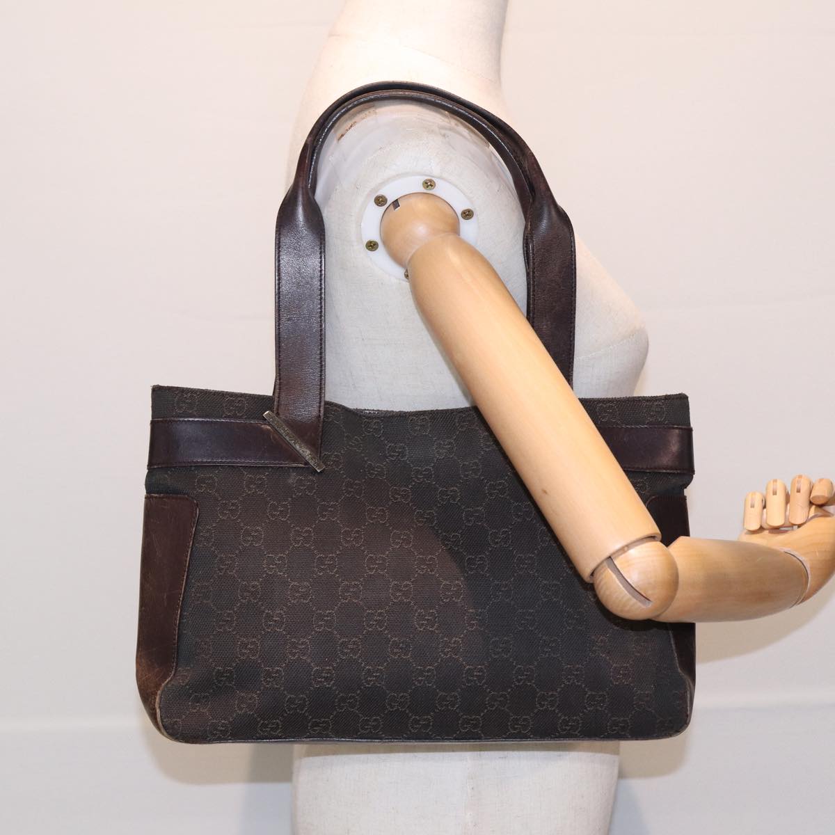 GUCCI GG Canvas Tote Bag Brown 73983 Auth ac3115