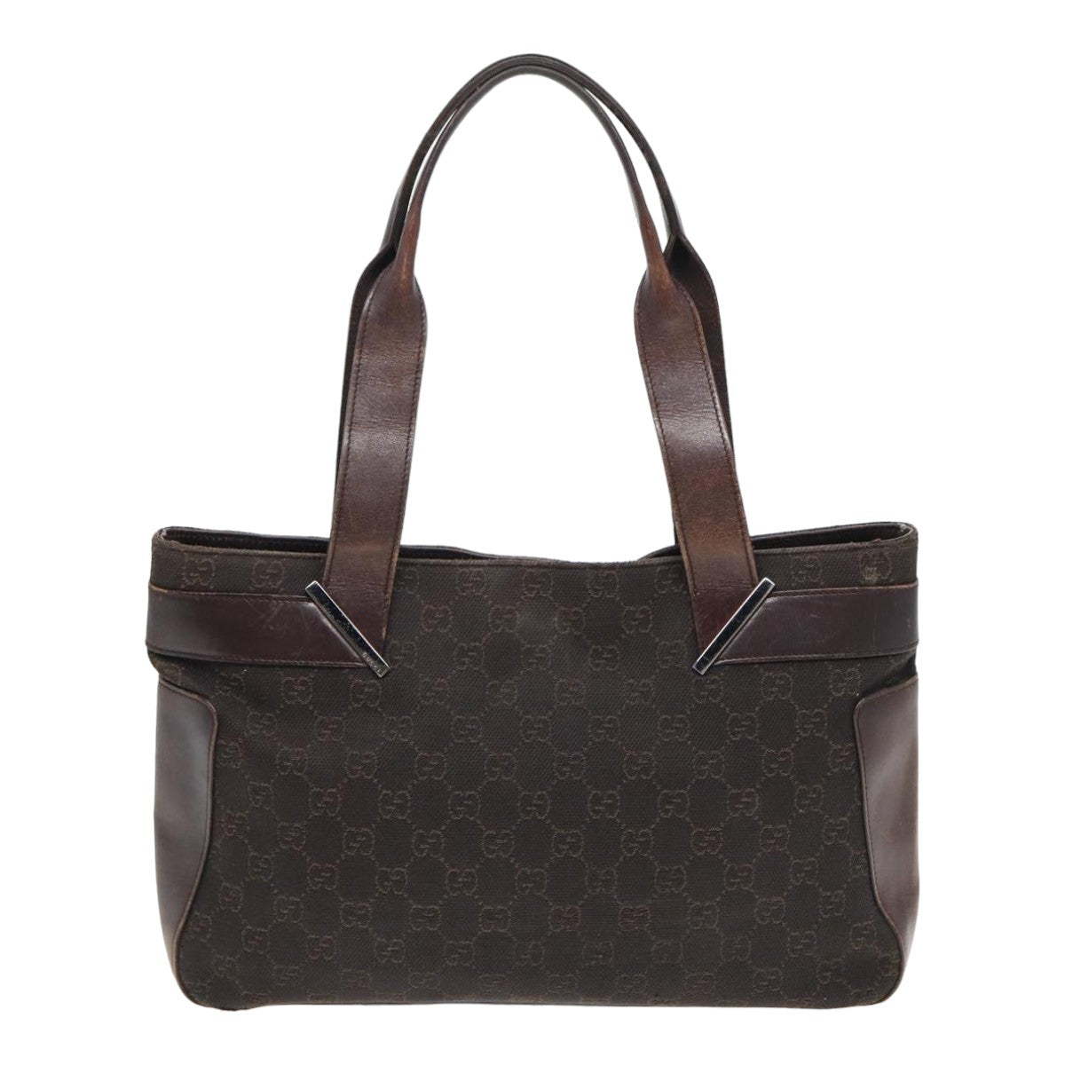 GUCCI GG Canvas Tote Bag Brown 73983 Auth ac3115