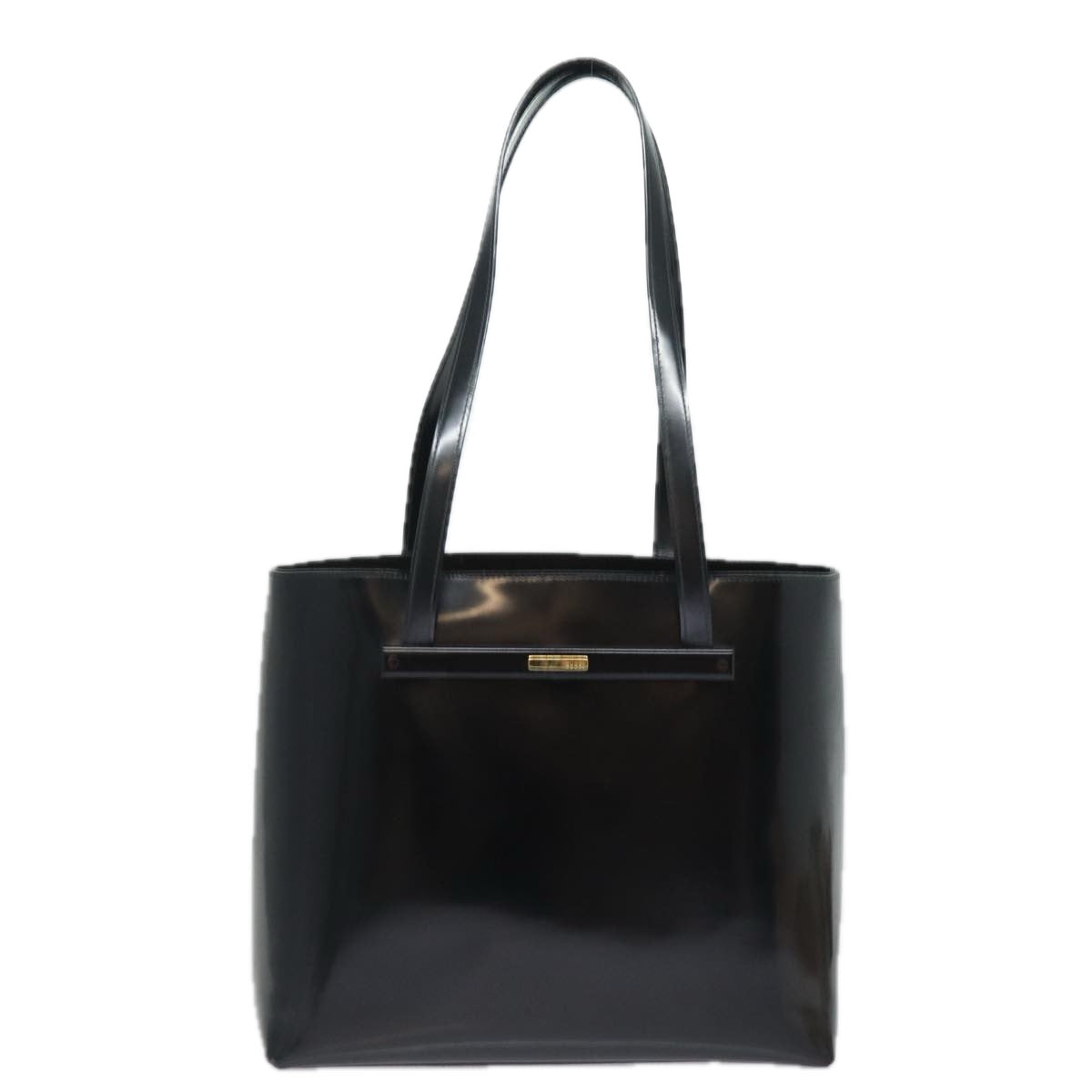 GUCCI Tote Bag Patent Leather Outlet Black Auth ac3126 - 0