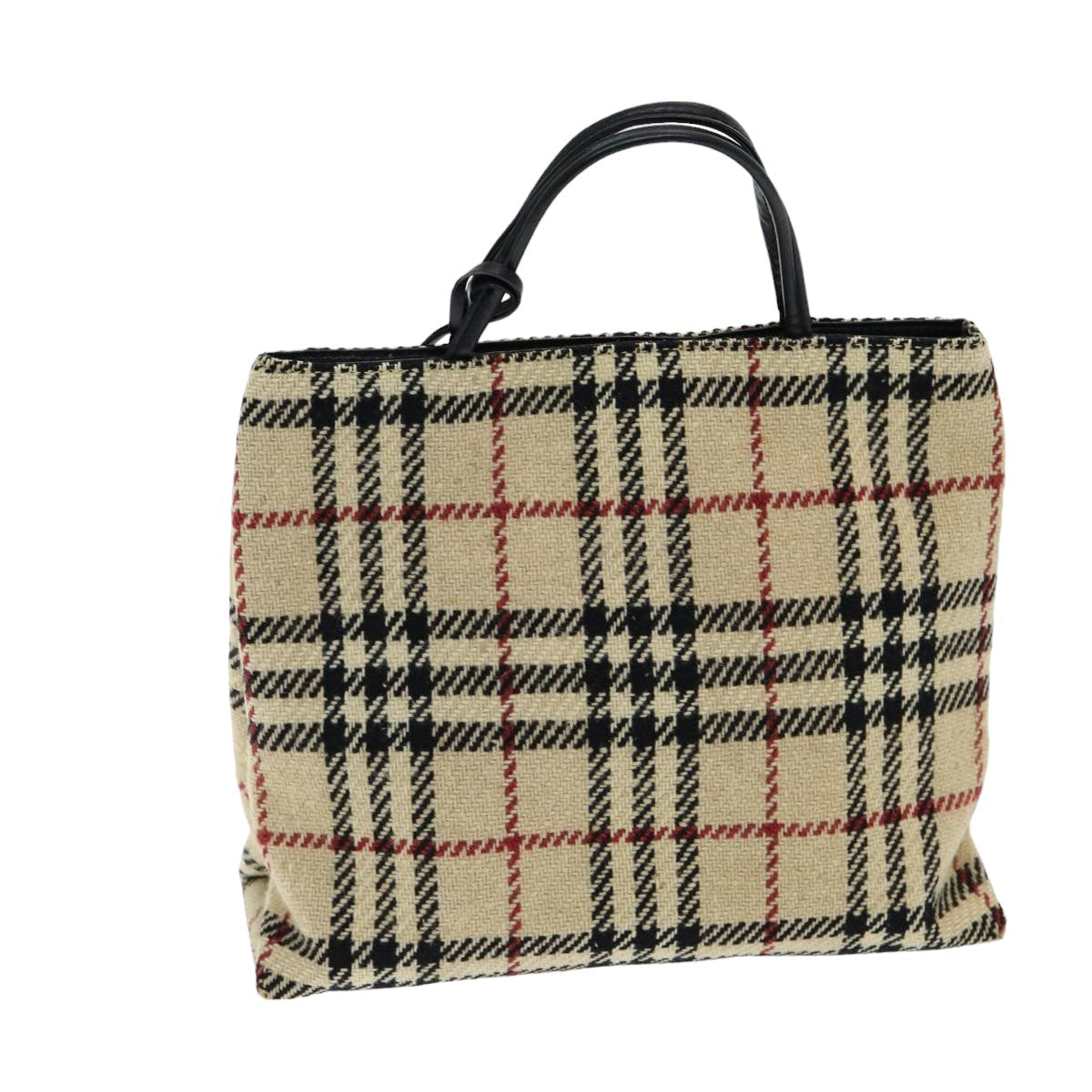 BURBERRY Nova Check Hand Bag Wool Beige Auth ac3129 - 0