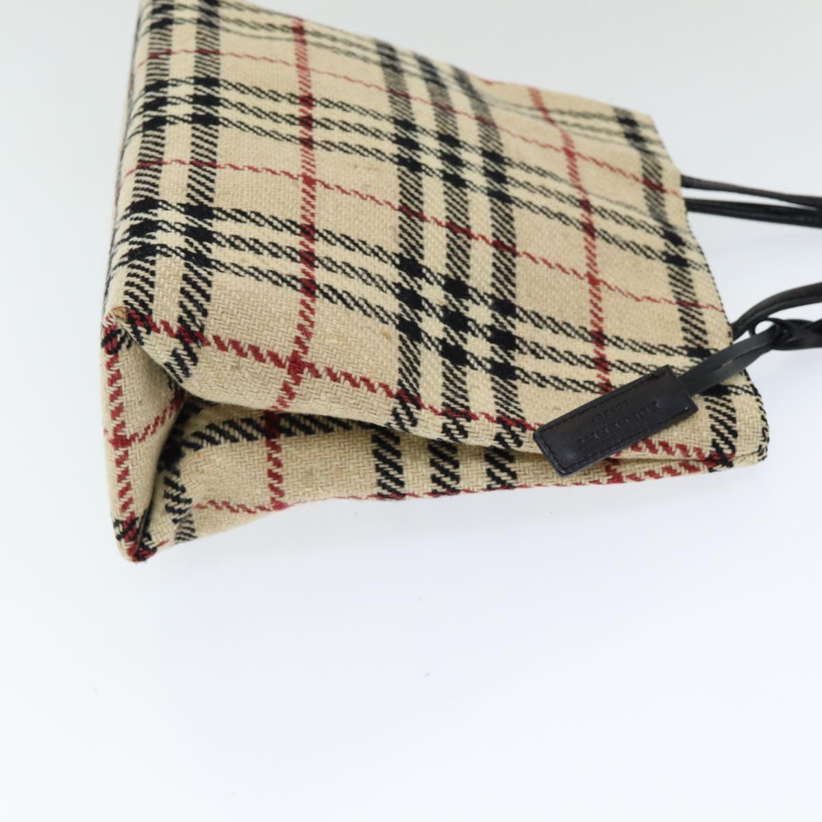 BURBERRY Nova Check Hand Bag Wool Beige Auth ac3129