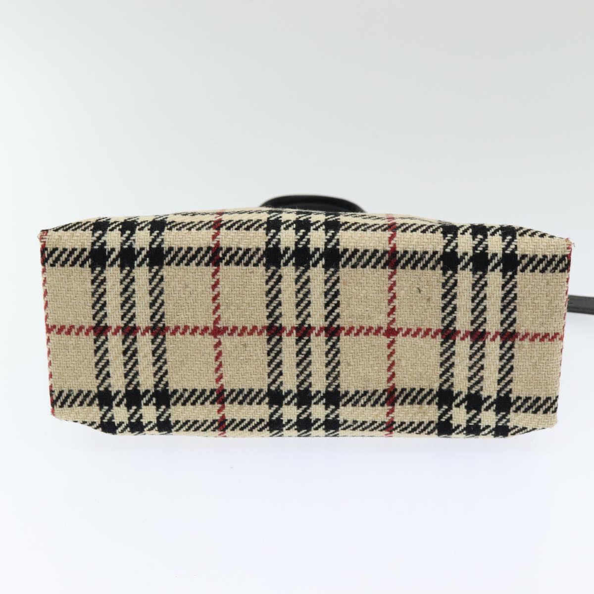 BURBERRY Nova Check Hand Bag Wool Beige Auth ac3129