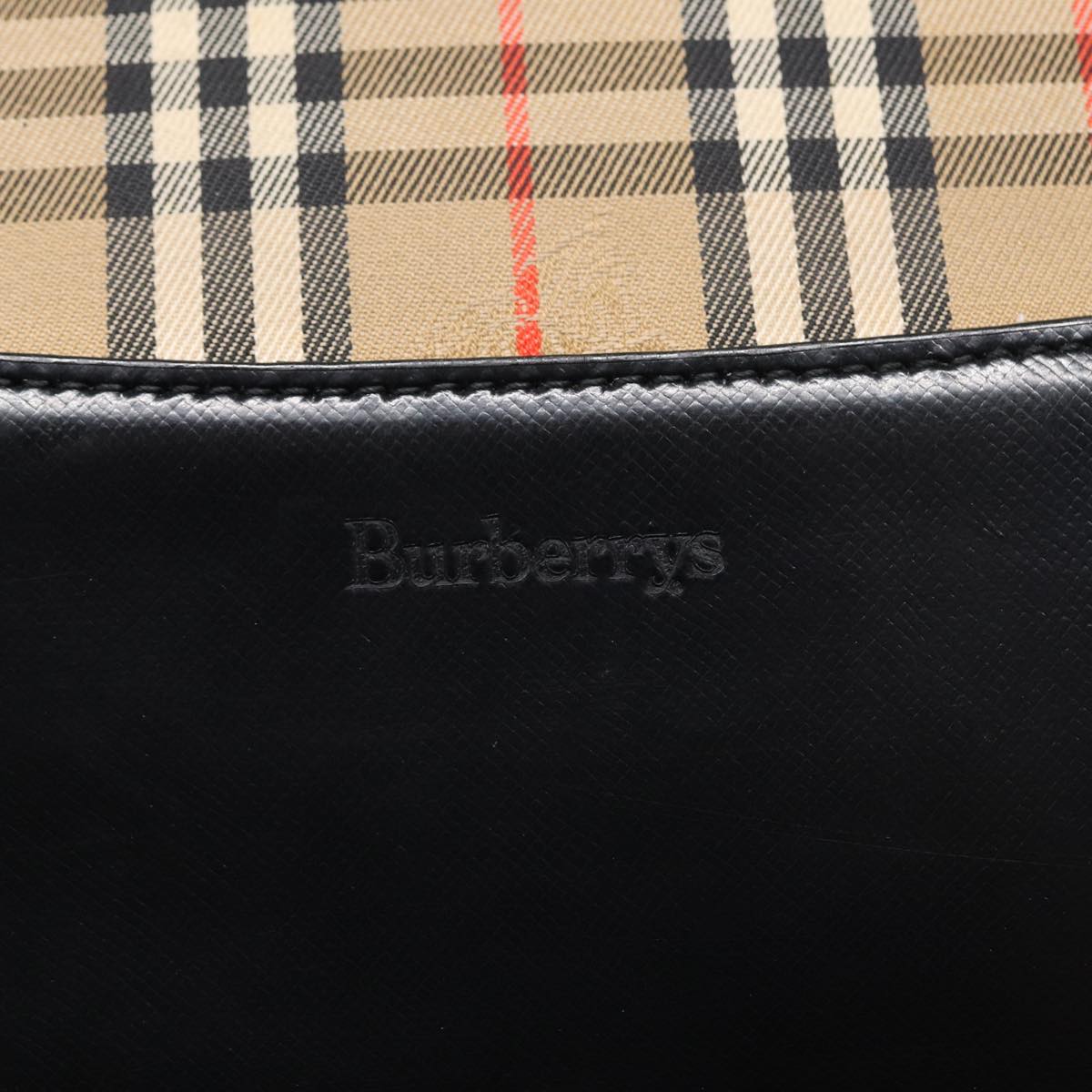 BURBERRY Nova Check Tote Bag Canvas Beige Black Auth ac3130