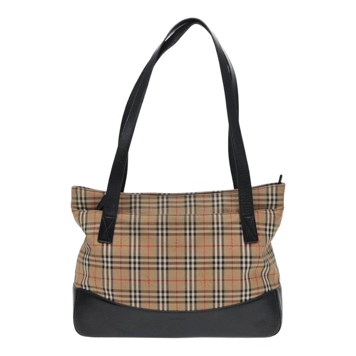 BURBERRY Nova Check Tote Bag Canvas Beige Black Auth ac3130