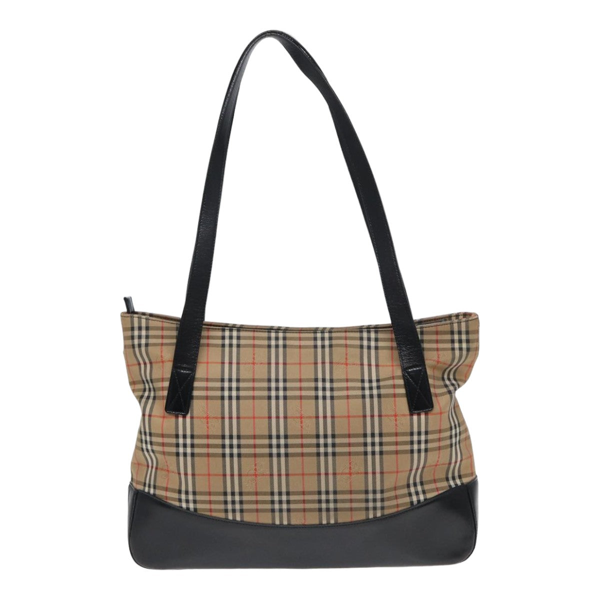 BURBERRY Nova Check Tote Bag Canvas Beige Black Auth ac3130