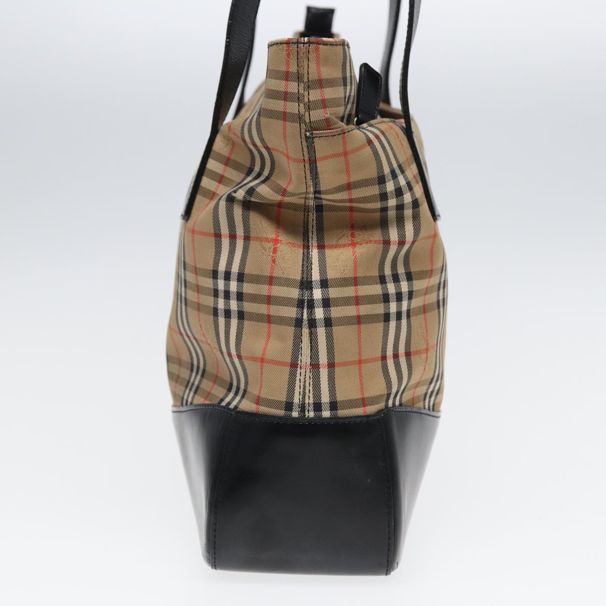 BURBERRY Nova Check Tote Bag Canvas Beige Black Auth ac3130