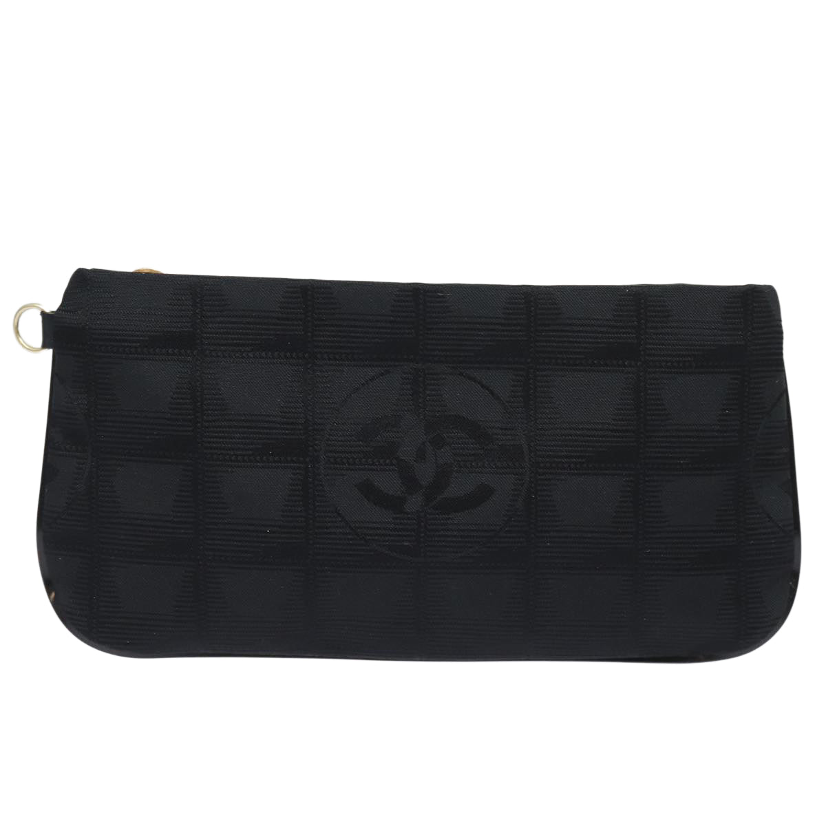 CHANEL New Travel Line Pouch Nylon Black CC Auth ac3133