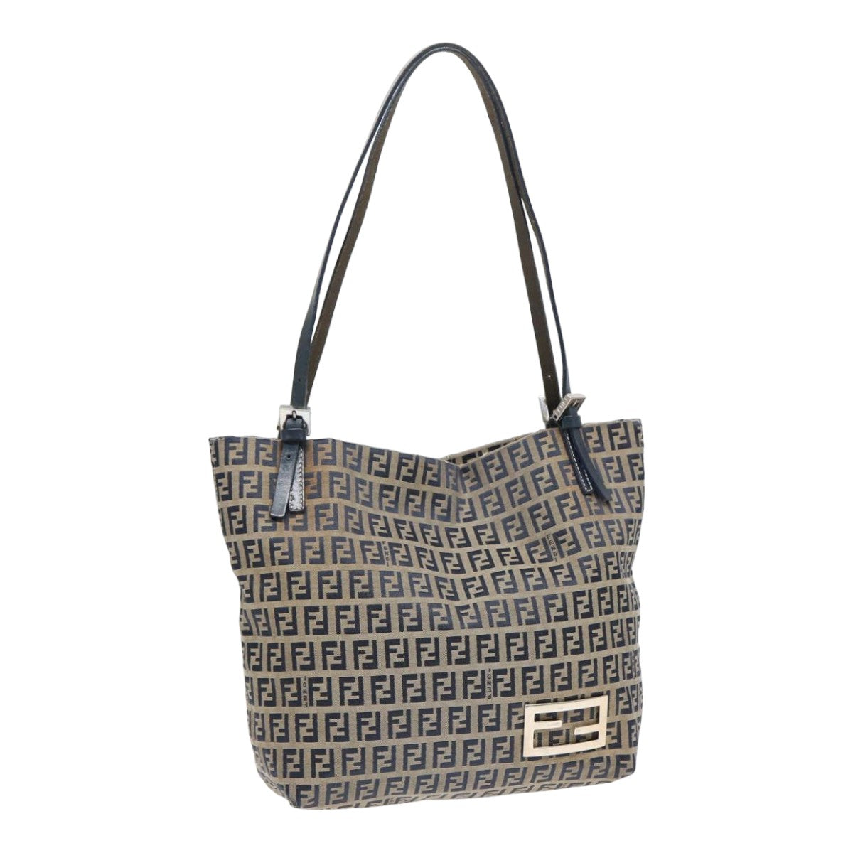 FENDI Zucchino Canvas Tote Bag Navy Auth ac3137