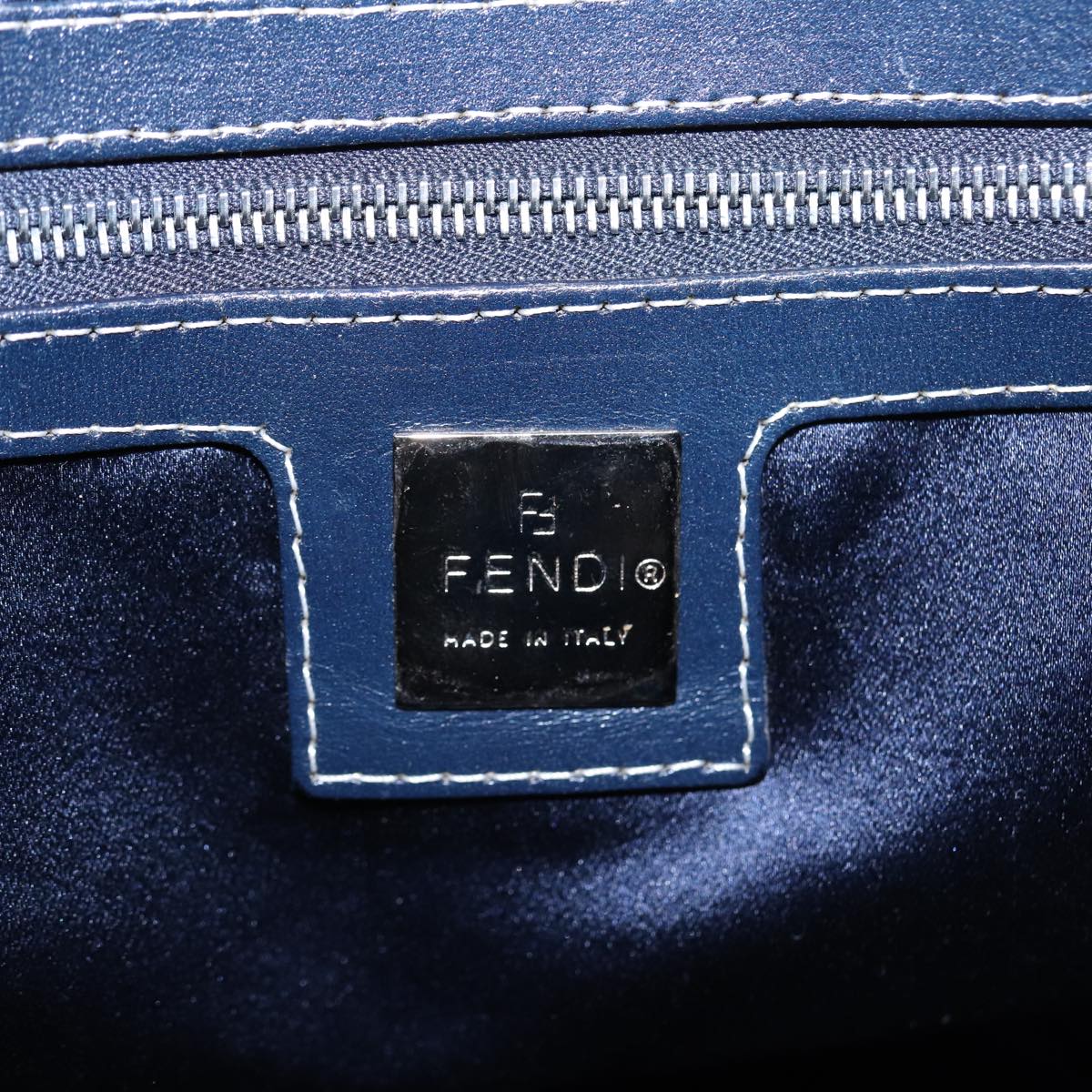 FENDI Zucchino Canvas Tote Bag Navy Auth ac3137