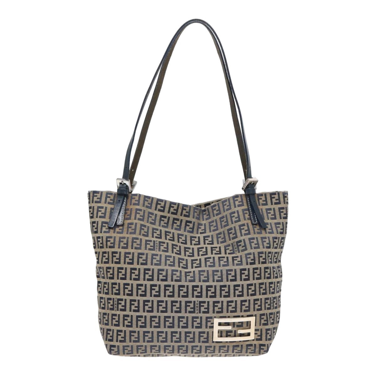 FENDI Zucchino Canvas Tote Bag Navy Auth ac3137