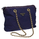 PRADA Chain Shoulder Bag Nylon Purple Auth ac3138-1
