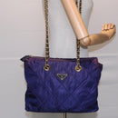 PRADA Chain Shoulder Bag Nylon Purple Auth ac3138-22