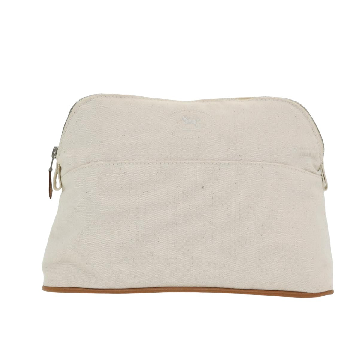 HERMES Bolide Pouch Canvas Beige Auth ac3154