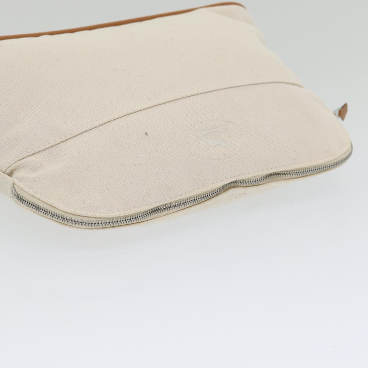 HERMES Bolide Pouch Canvas Beige Auth ac3154