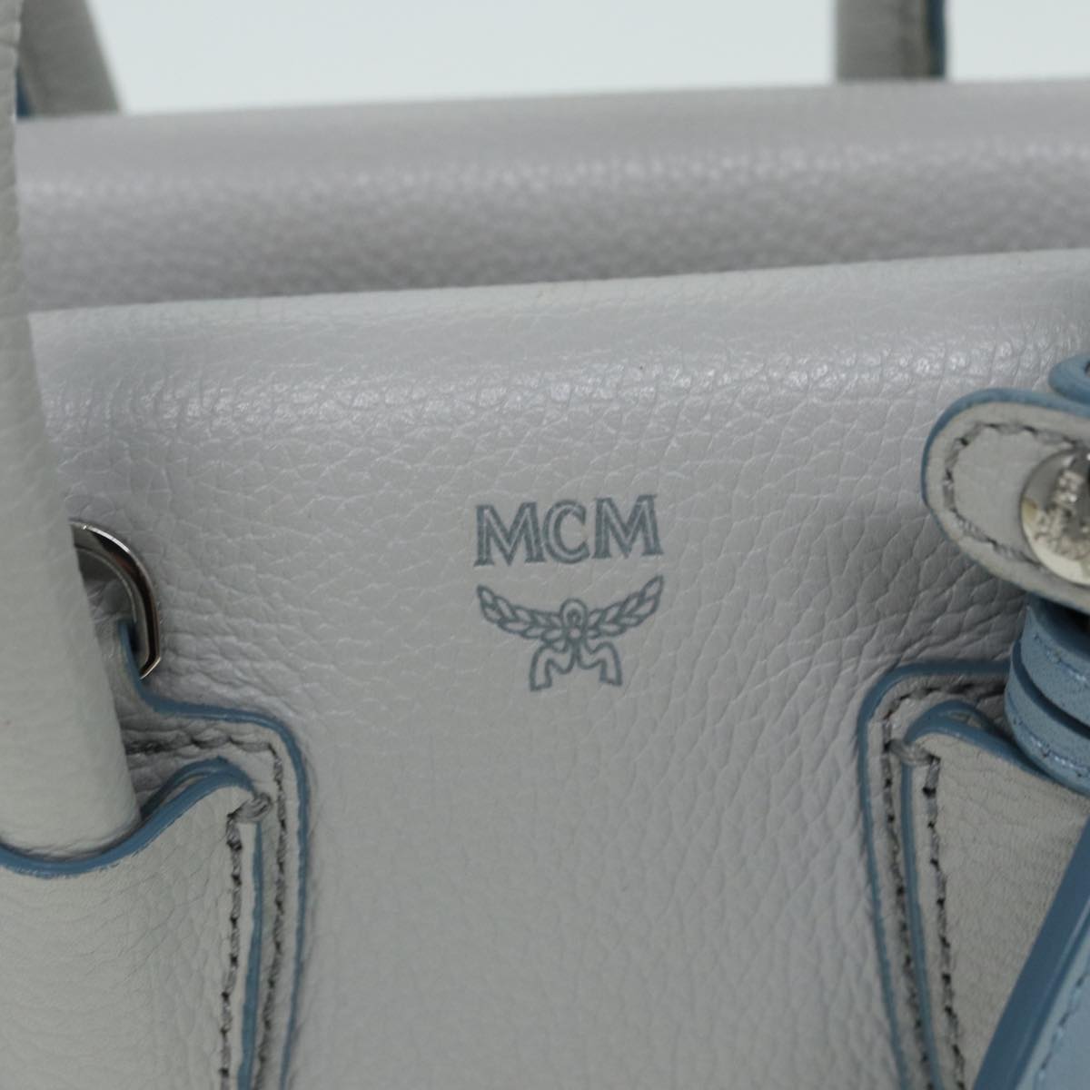 MCM Hand Bag Leather 2way Gray Auth ac3158