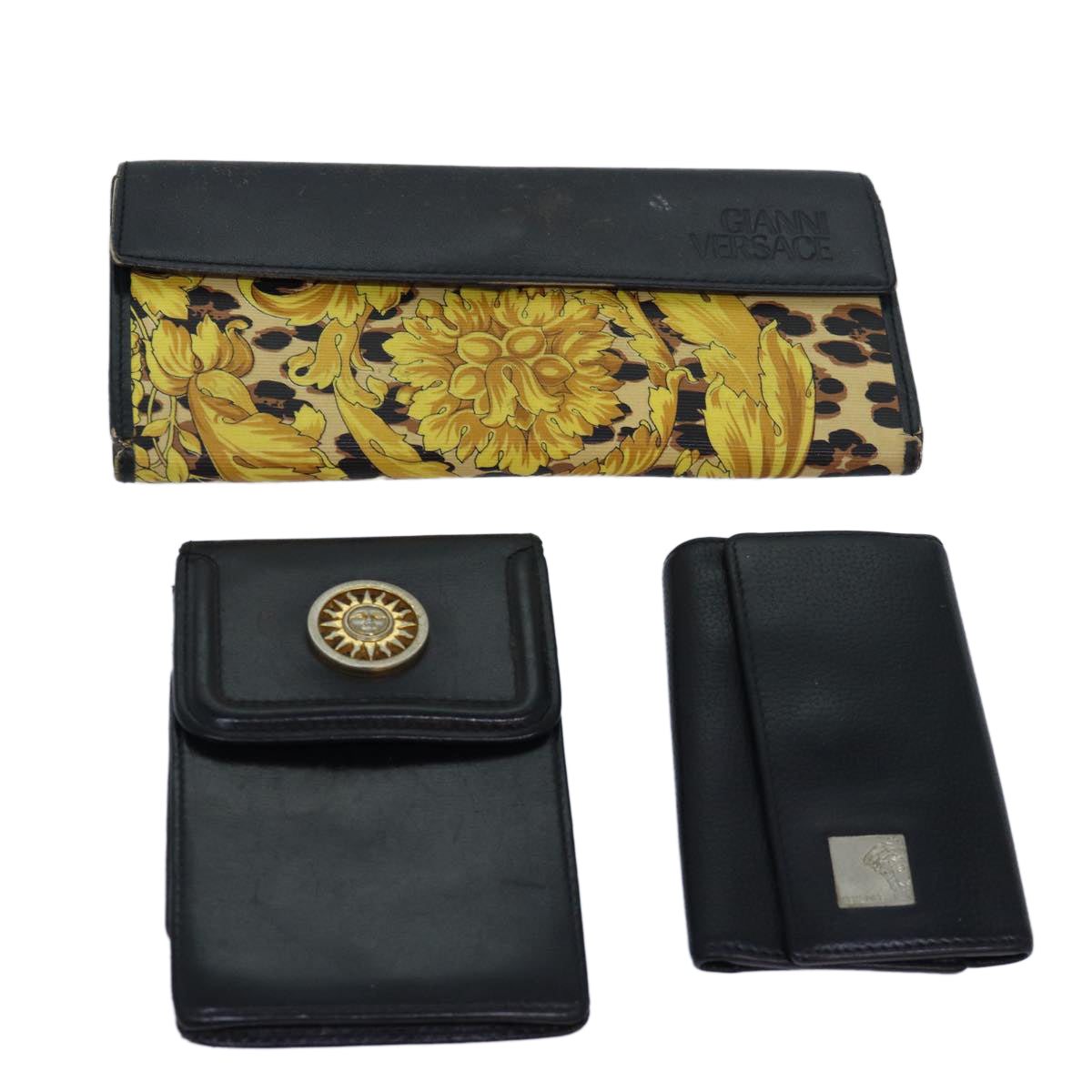 Gianni Versace Gianni Versace Barry Key Case Leather 3Set Black Auth ac3163