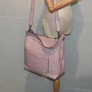 MCM Vicetos Logogram Shoulder Bag Leather 2way Pink Silver Auth ac3169-25