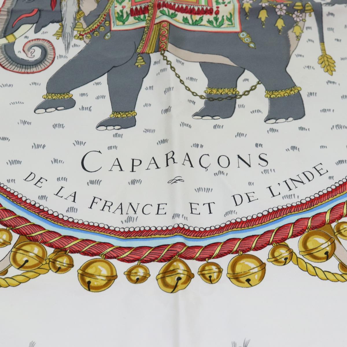 HERMES Carre 90 Scarf ""Caparacons de la France et de L'inde"" Silk Auth ac3187