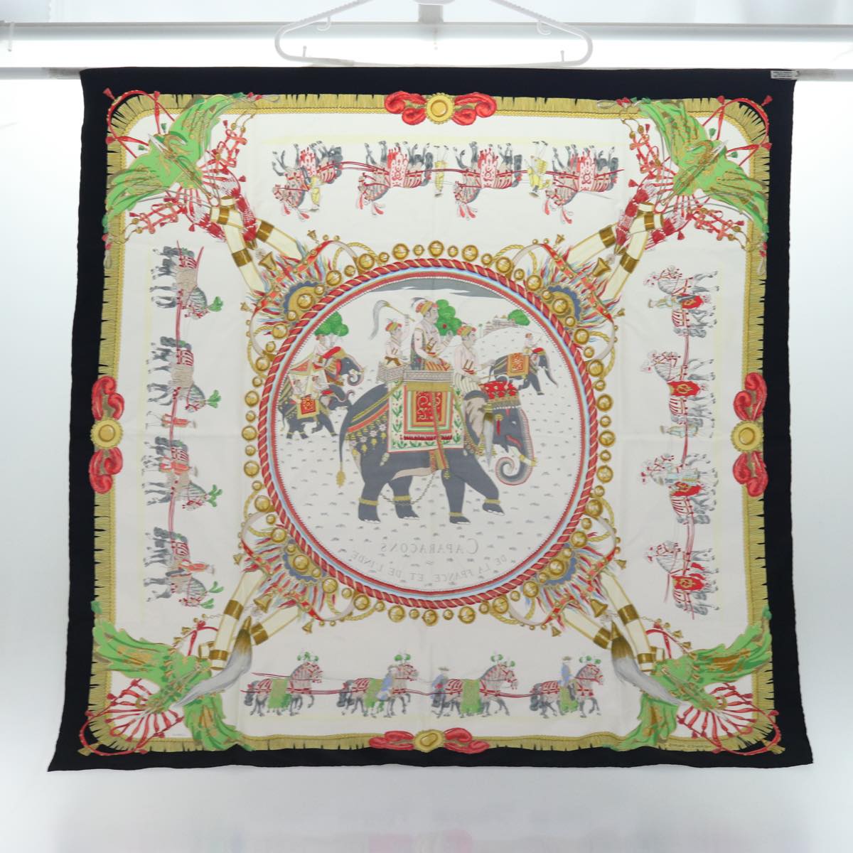 HERMES Carre 90 Scarf ""Caparacons de la France et de L'inde"" Silk Auth ac3187