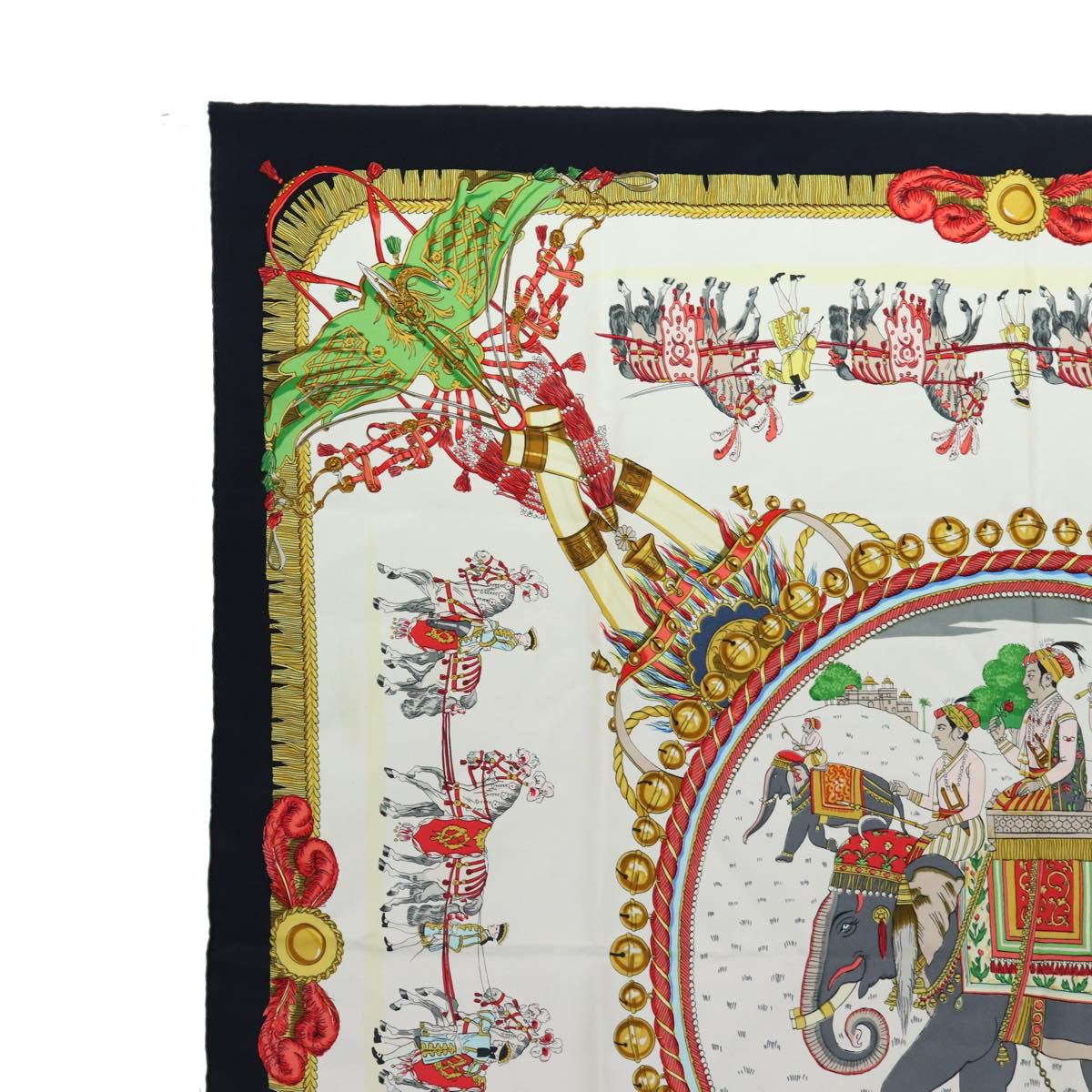 HERMES Carre 90 Scarf ""Caparacons de la France et de L'inde"" Silk Auth ac3187 - 0