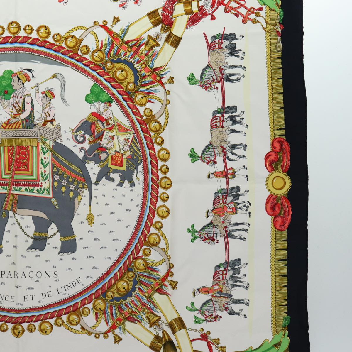 HERMES Carre 90 Scarf ""Caparacons de la France et de L'inde"" Silk Auth ac3187