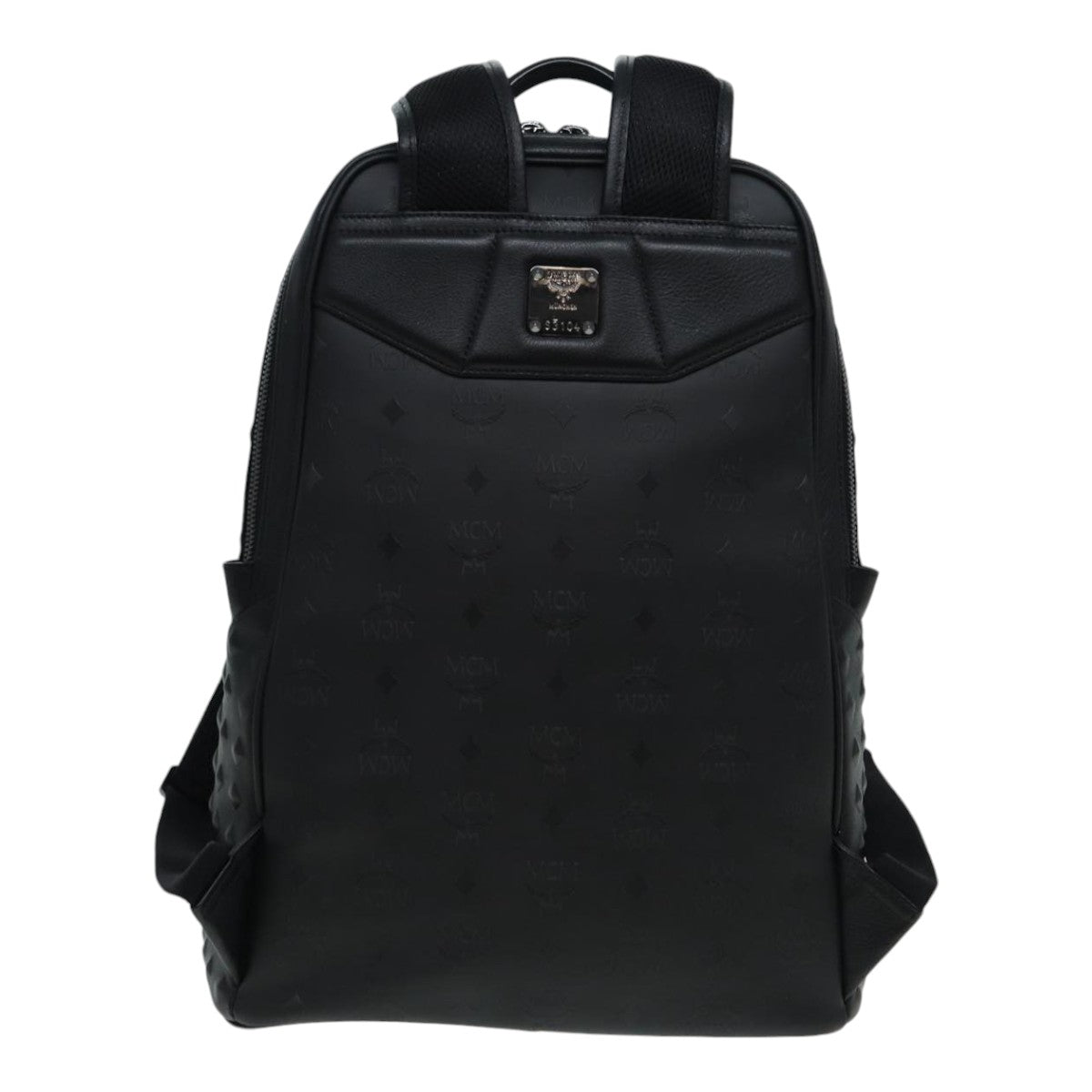 MCM Vicetos Logogram Studs Backpack PVC Black Auth ac3197 - 0