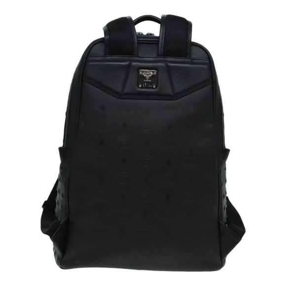 MCM Vicetos Logogram Studs Backpack PVC Black Auth ac3197
