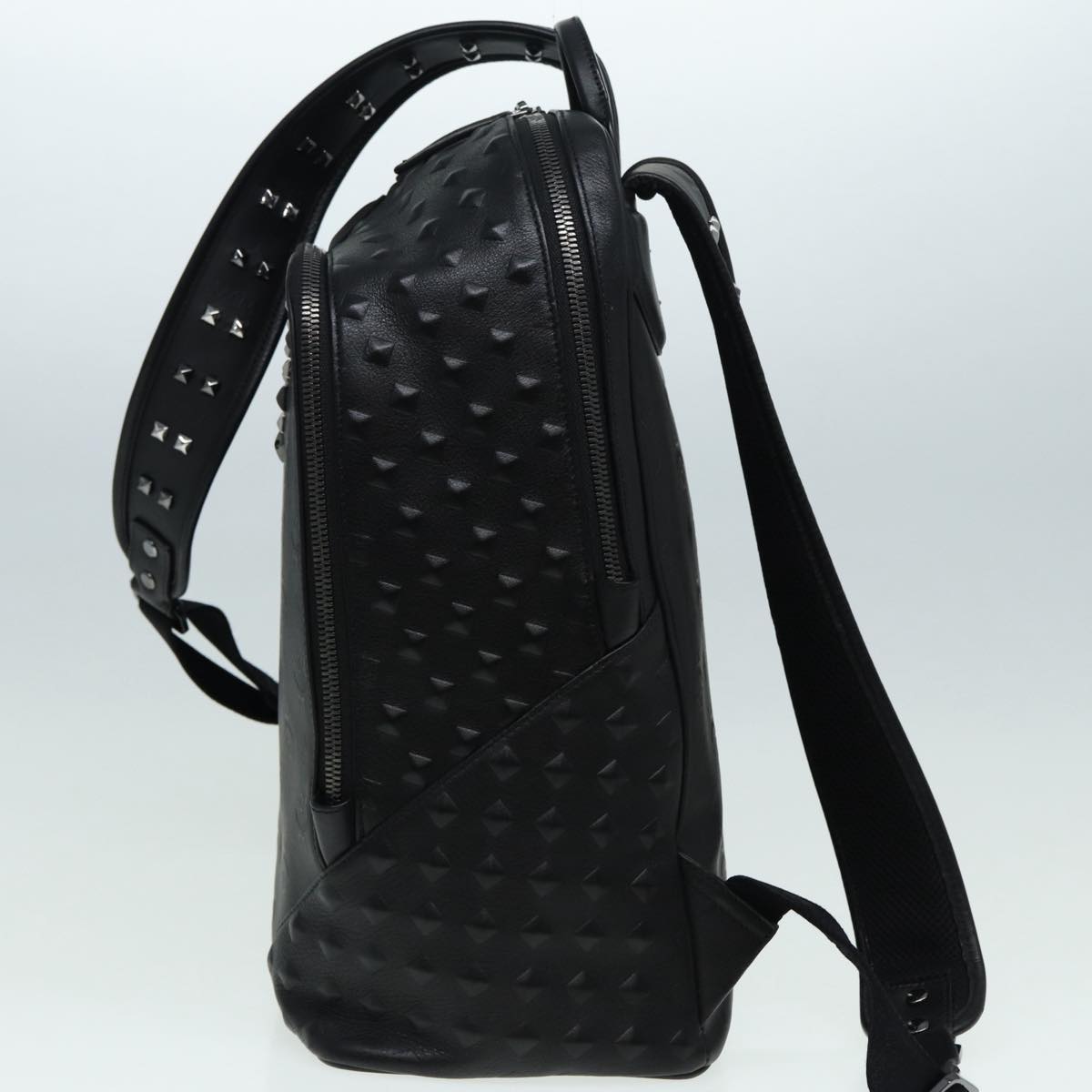 MCM Vicetos Logogram Studs Backpack PVC Black Auth ac3197