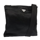 PRADA Shoulder Bag Satin Silver Black Auth ac3203-1