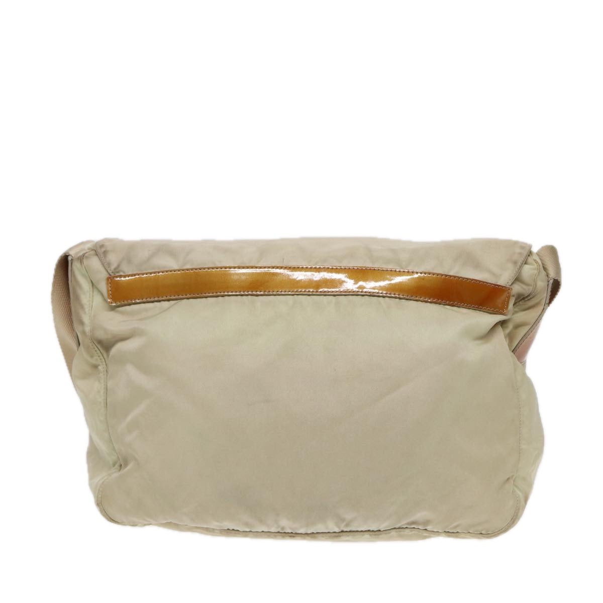 PRADA Shoulder Bag Nylon Cream Silver Auth ac3204