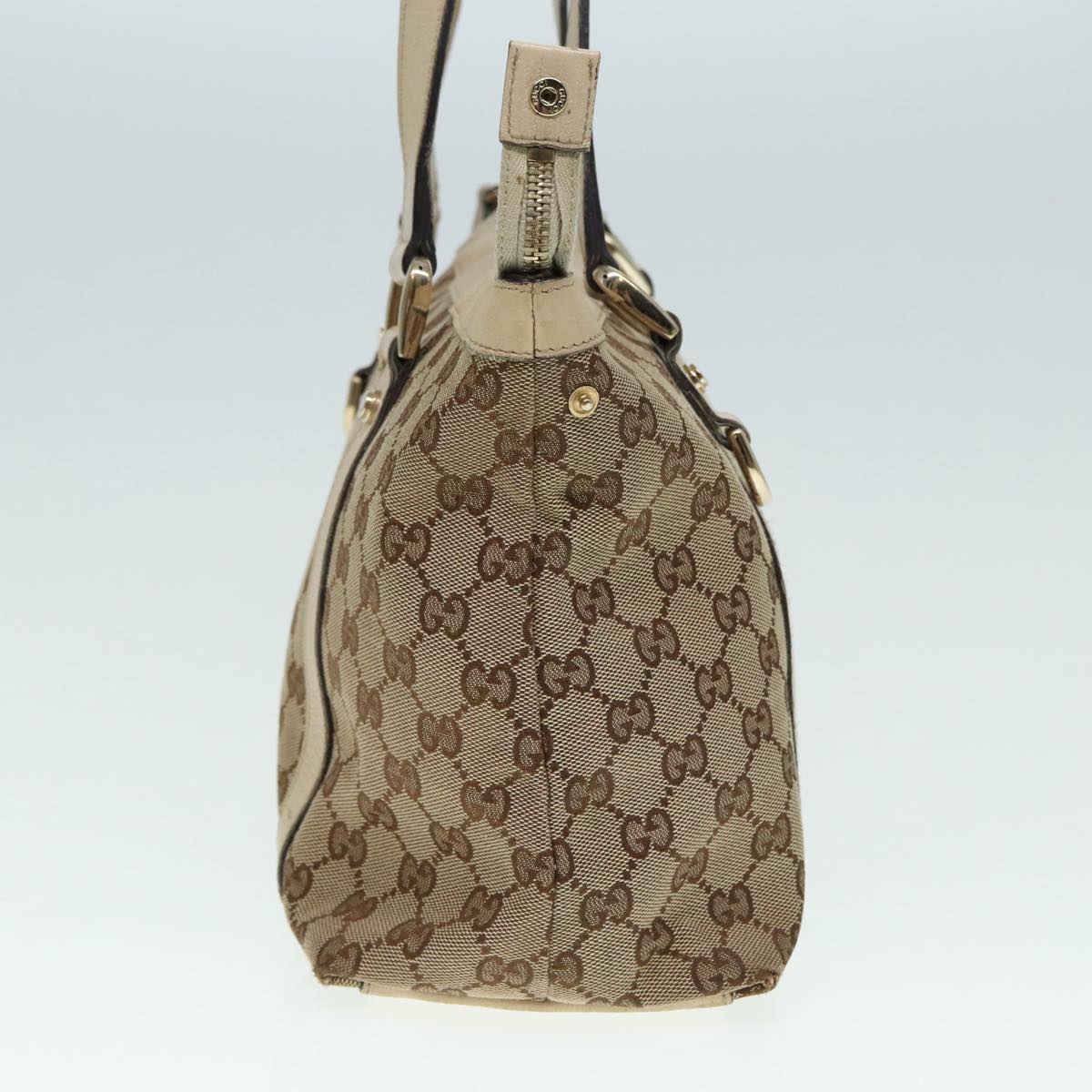 GUCCI GG Canvas Tote Bag Beige Gold 141470 Auth ac3206