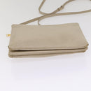 CELINE Trio Shoulder Bag Leather Beige Gold Auth ac3212-5