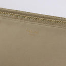 CELINE Trio Shoulder Bag Leather Beige Gold Auth ac3212-18