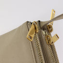 CELINE Trio Shoulder Bag Leather Beige Gold Auth ac3212-19