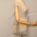 CELINE Trio Shoulder Bag Leather Beige Gold Auth ac3212-23