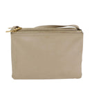 CELINE Trio Shoulder Bag Leather Beige Gold Auth ac3212-13