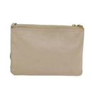 CELINE Trio Shoulder Bag Leather Beige Gold Auth ac3212-2