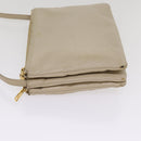 CELINE Trio Shoulder Bag Leather Beige Gold Auth ac3212-3